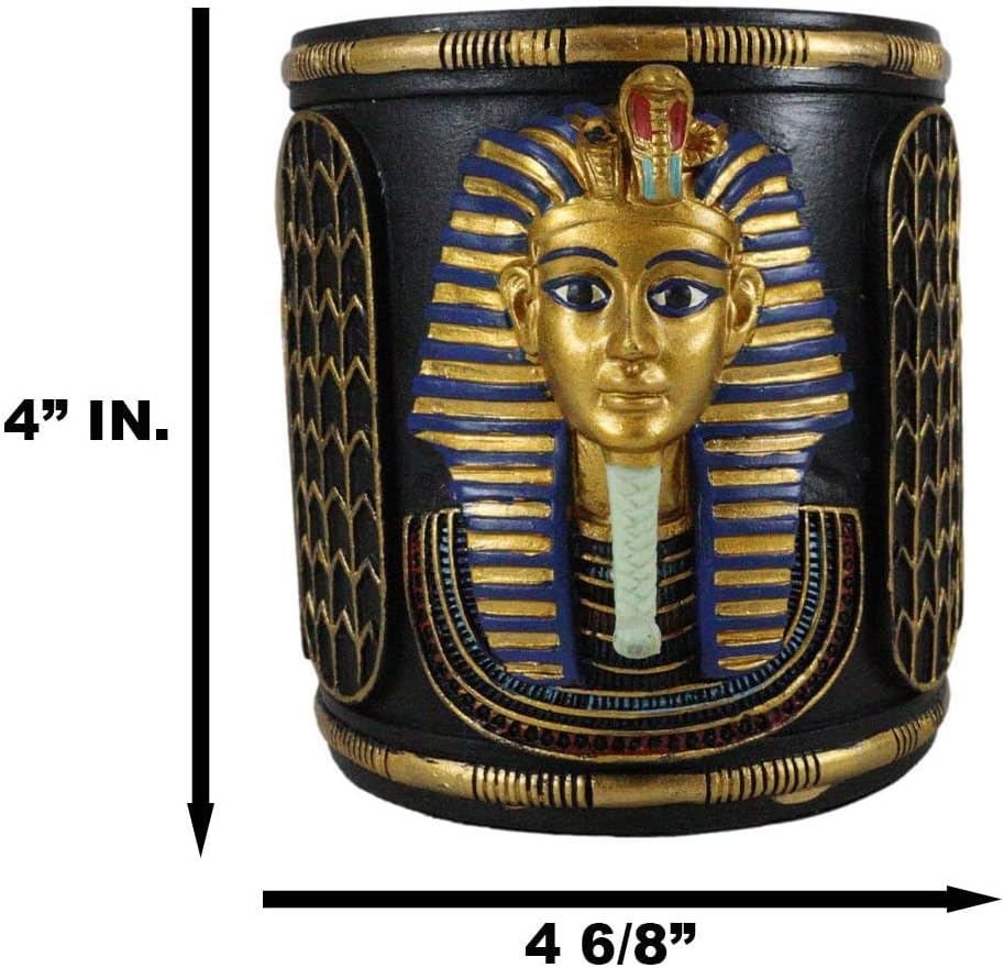 Ebros Gift Classical Egyptian Royalty King Tut Pharaoh Stationery Pen Holder Figurine 4" H Office Desktop Organizer Tutankhamun Ancient Ruler Of Egypt Son Of Horus