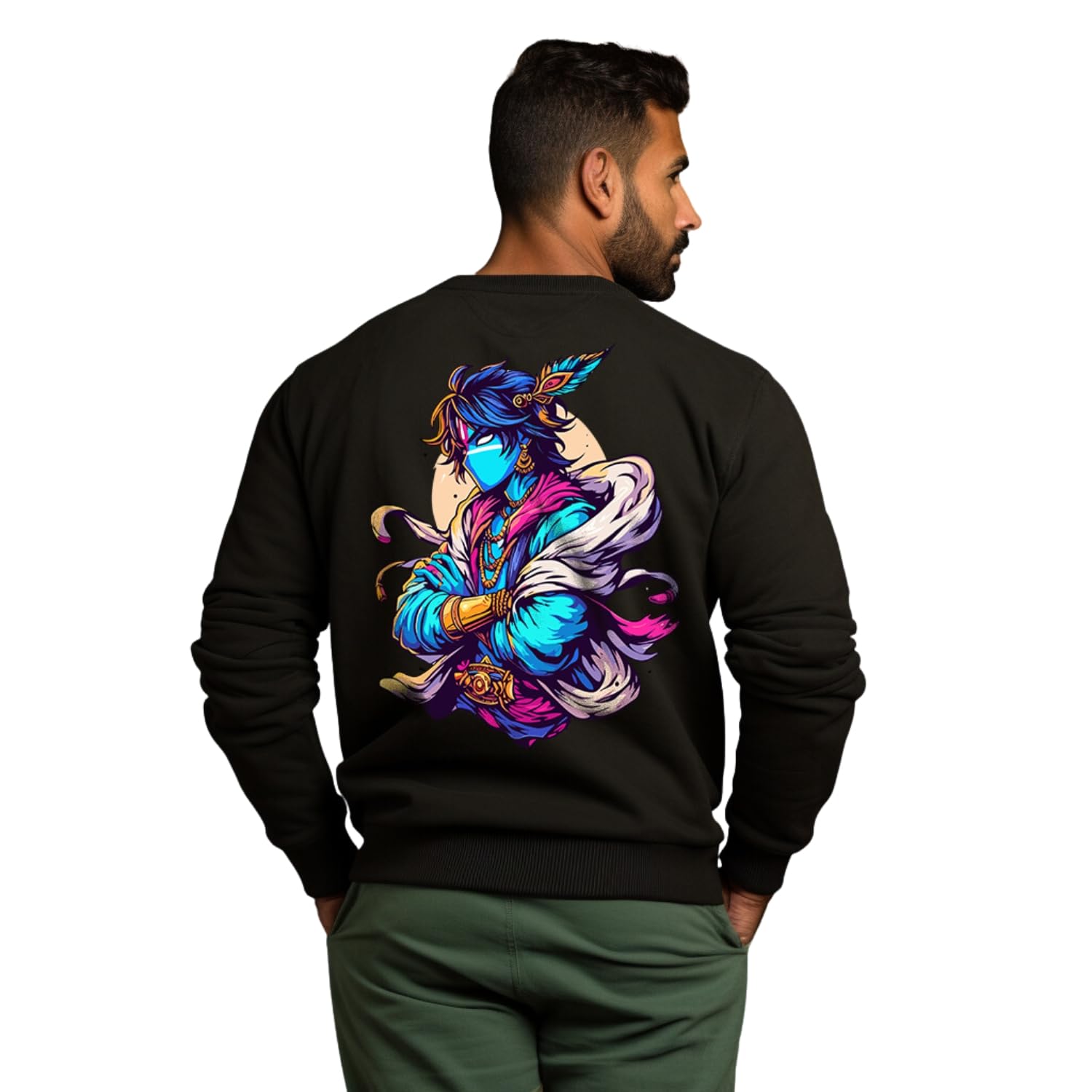 prabhu bhakti Prabhubhakti Krishna Printed Round Neck Full Sleeve Pullover Sweatshirt for Men-picture-40