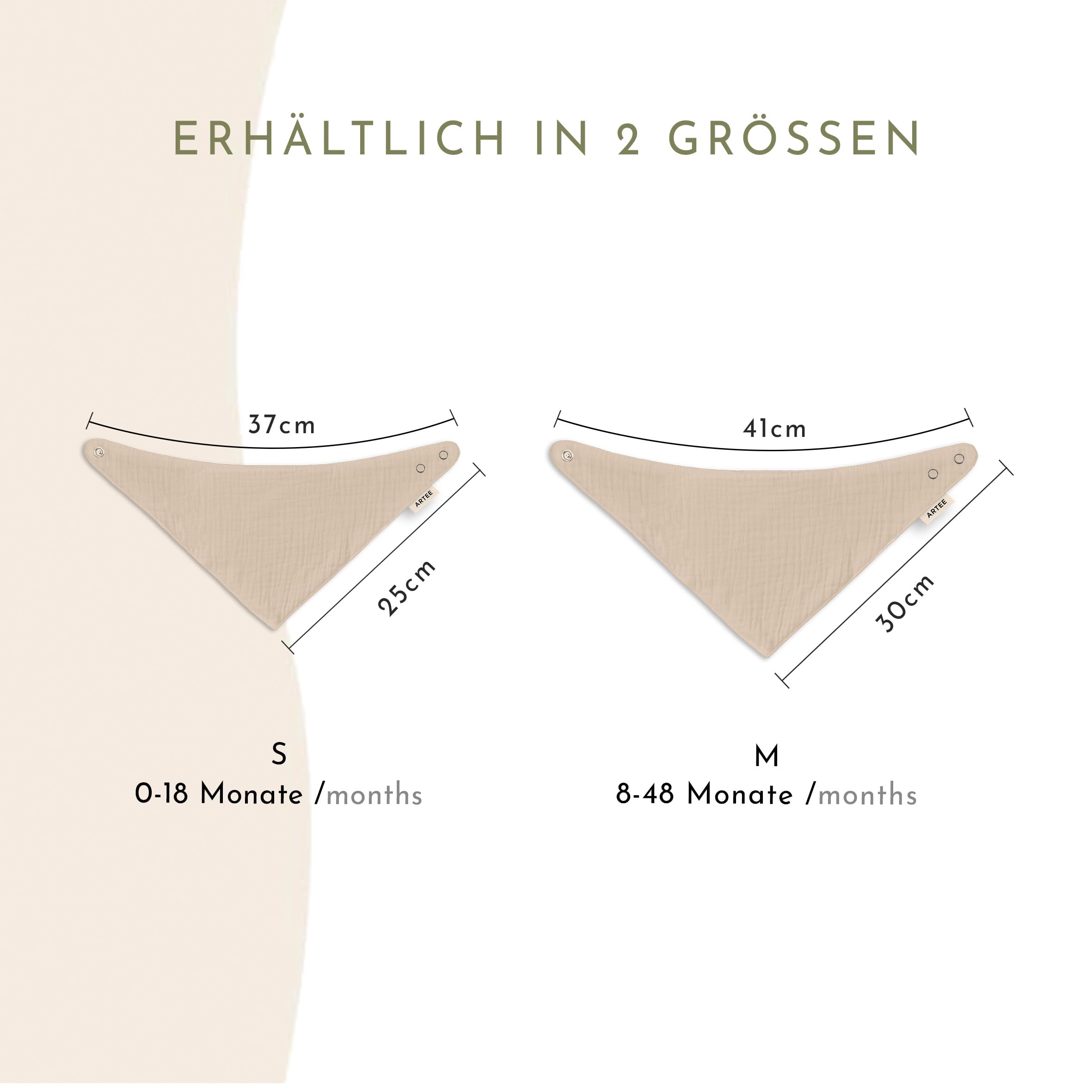 Baby und Kleinkinder Halstuch, Sabberlatz aus 100% Musselin Baumwolle jeweils in Größe S oder Größe M, 4 oder 10 Stück Set