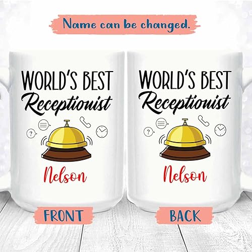 Vista 15 de Taza de café de recepcionista médica personalizada, taza de té blanca de recepcionista médica, taza de té blanca de 11 onzas, taza de café Taza