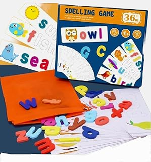 Spelling game Learning Toy, Wooden ABC Alphabet, Flash cards,Matching shape letter games Montessori,Preschool, Educational Gift Set tiys for Toddlers kids,Prefect Learning Gift