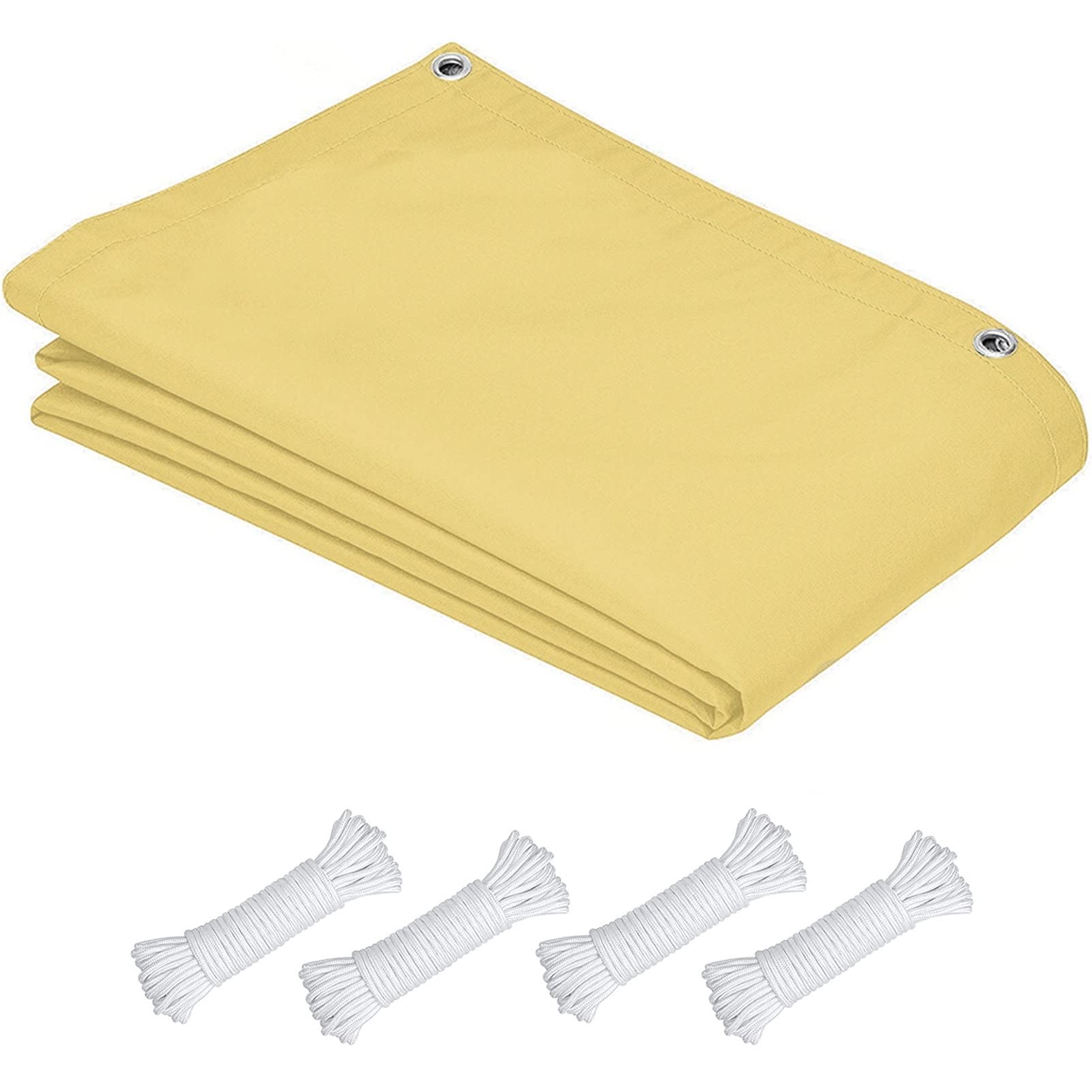 Sun e Sail Sonnensegel, wasserfest, 98 % UV-Schutz, Metallösen, alle 50 cm, perfekt für Balkon, Hinterhof, Garten, Cremefarben, inklusive gratis Seil