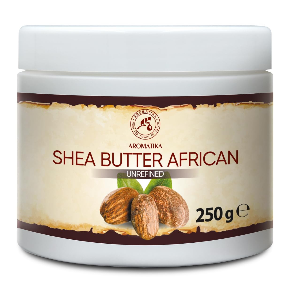 AROMATIKA Shea Butter Cold Pressed 7oz - Unrefined African Shea Butter - Ghana - 100% Pure & Natural - Best for Hair - Skin - Lip - Face - Body Care - Karite Shea Butter - Aluminium jar