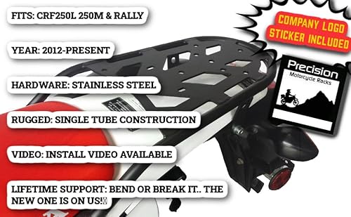 Pmracks Crf250L Crf250M Rally Rear Luggage Rack (2012-Present) Crf 250L Crf 250M Rally Honda 2012 2013 2014 2015 2016 2017 2018 2019 2020 2021 2022 Cargo Carrier #TOP1