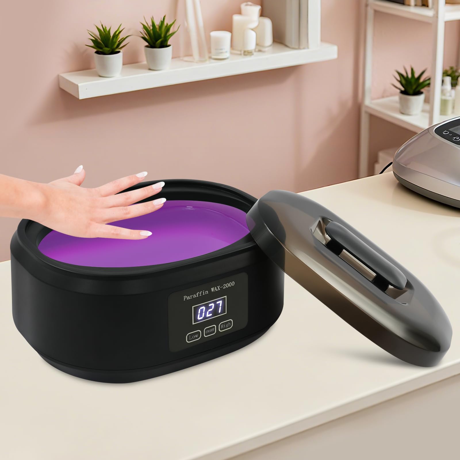 Baño de parafina para manos y pies, con pantalla táctil LED, capacidad de 3,4 l, calefacción rápida y protección contra sobrecalentamiento, para manos, cuidado de pies y fabricación de velas (negro)