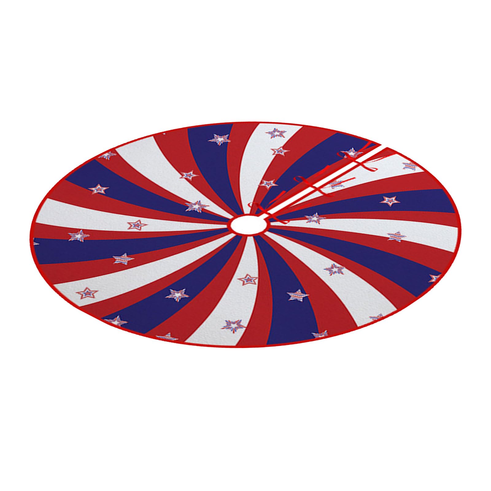 NVOQILIN Patriotic Christmas Tree Skirt Print Polyester Tree Mat for Home Decoration and Festival Celebration Vacation Home Deck Carpet