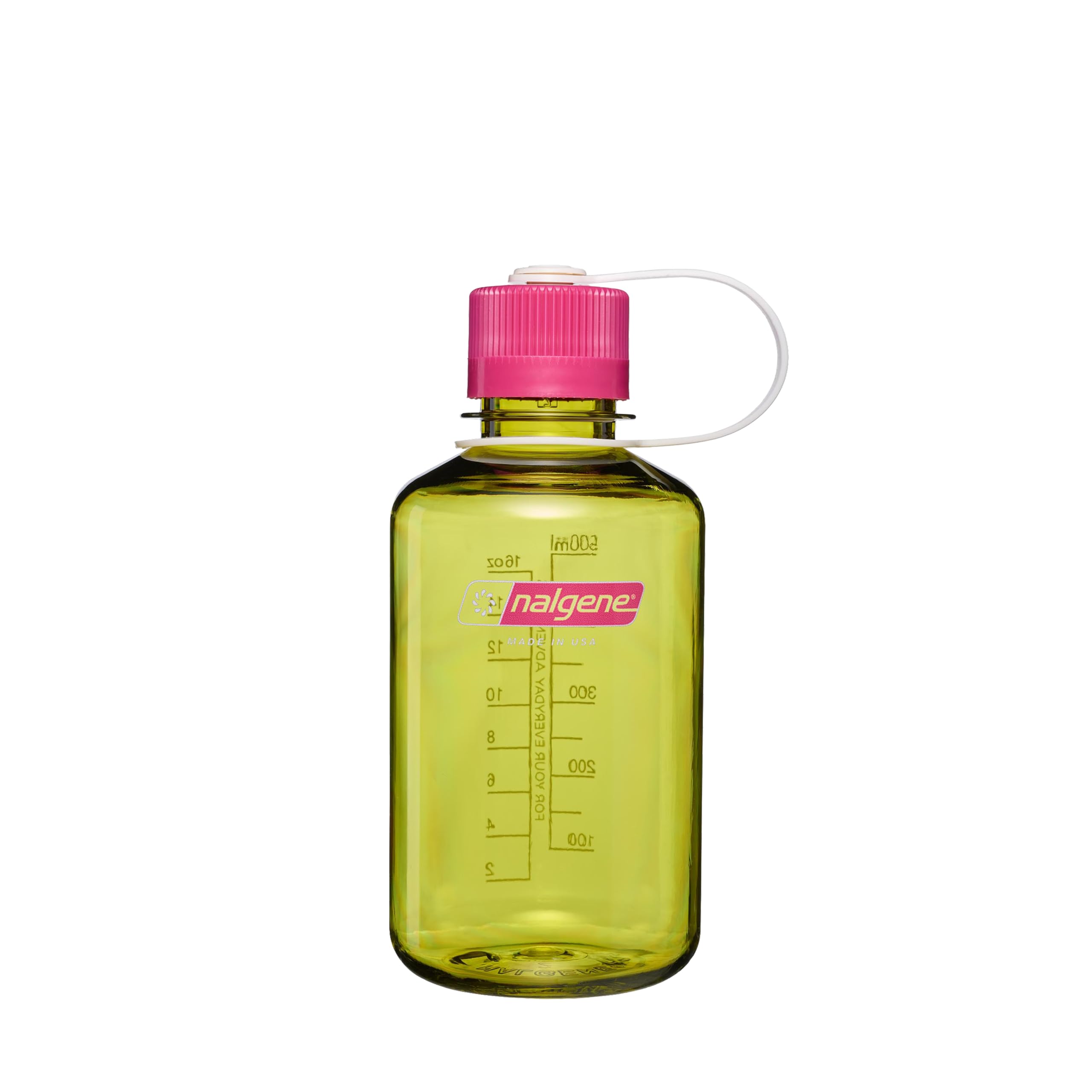 Nalgene 16 oz Narrow Mouth Water Bottle | BPA-Free, Durable & Leak Proof, Lightweight, Fits In Cupholders – Thrill & Motion, Endive w/Fuchsia Purple