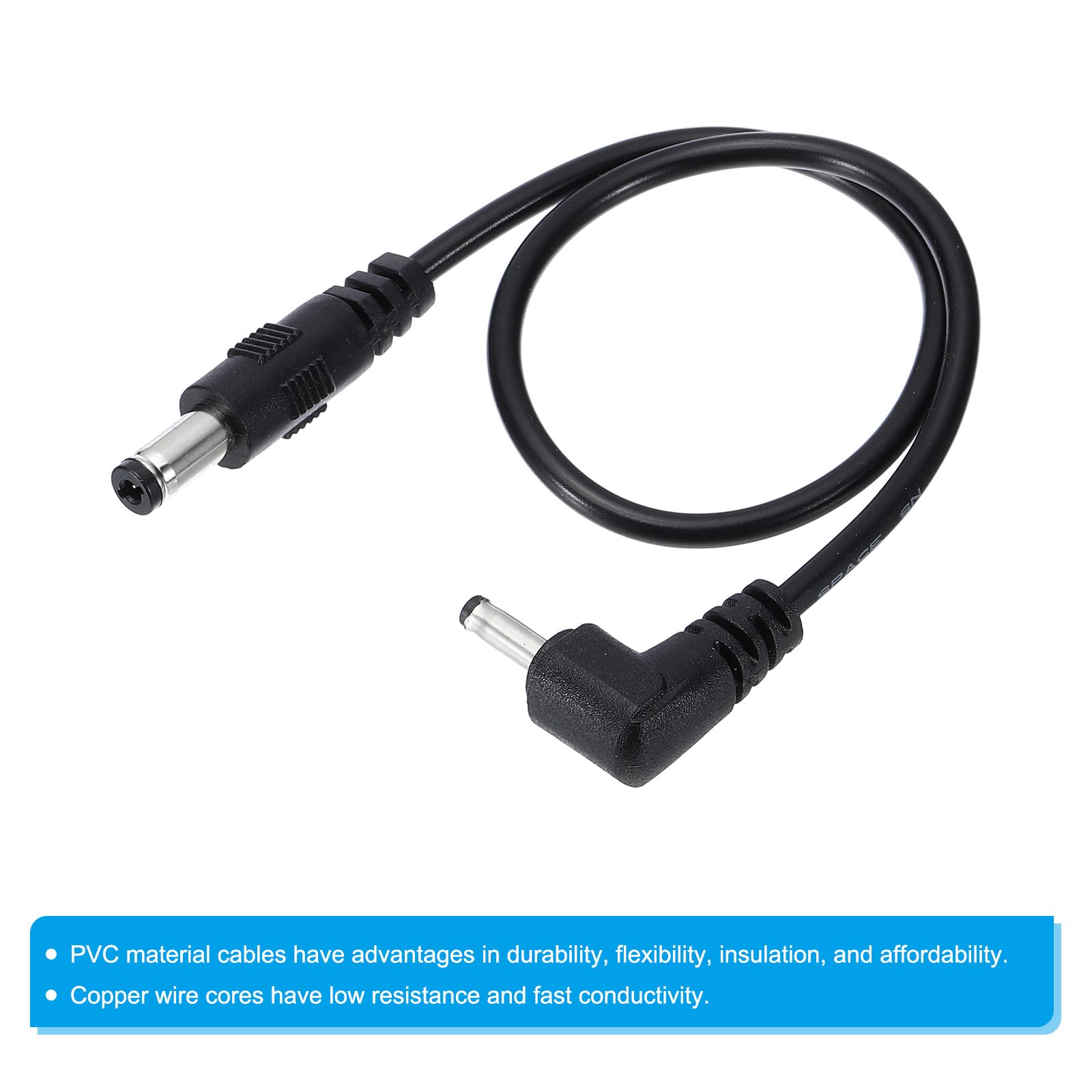 2-Pack 1FT 3.5mm X 1.35mm DC Power Extension Cables - Male To Female For CCTV Cameras, LED Strips & Routers