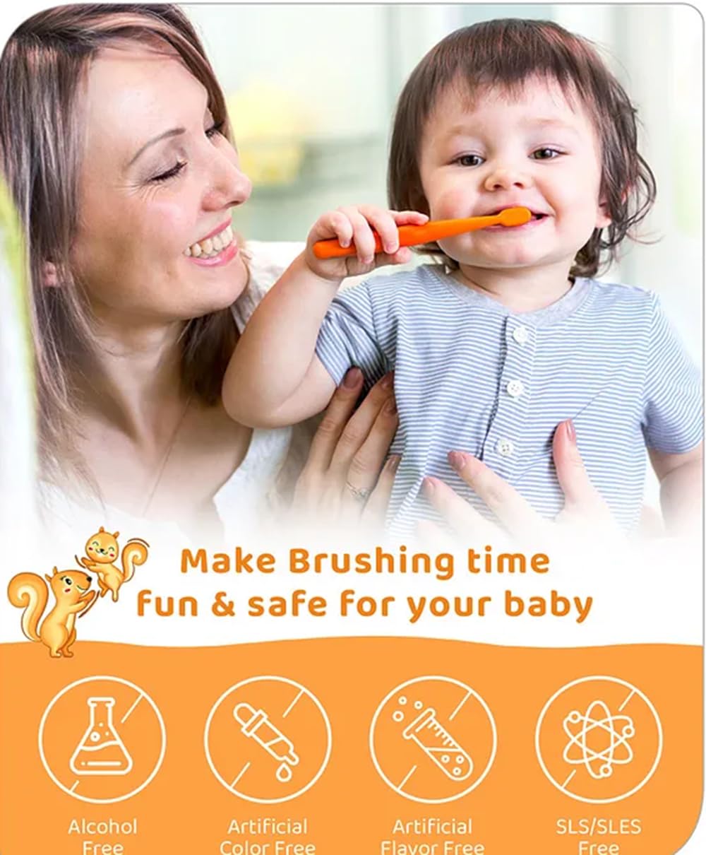 Babyhug Orange Flavoured Tooth Gel for Ages 6 Months+ |100% Natural Ingredients Fluoride Free No SLS/SLES- 50 g (1) 4