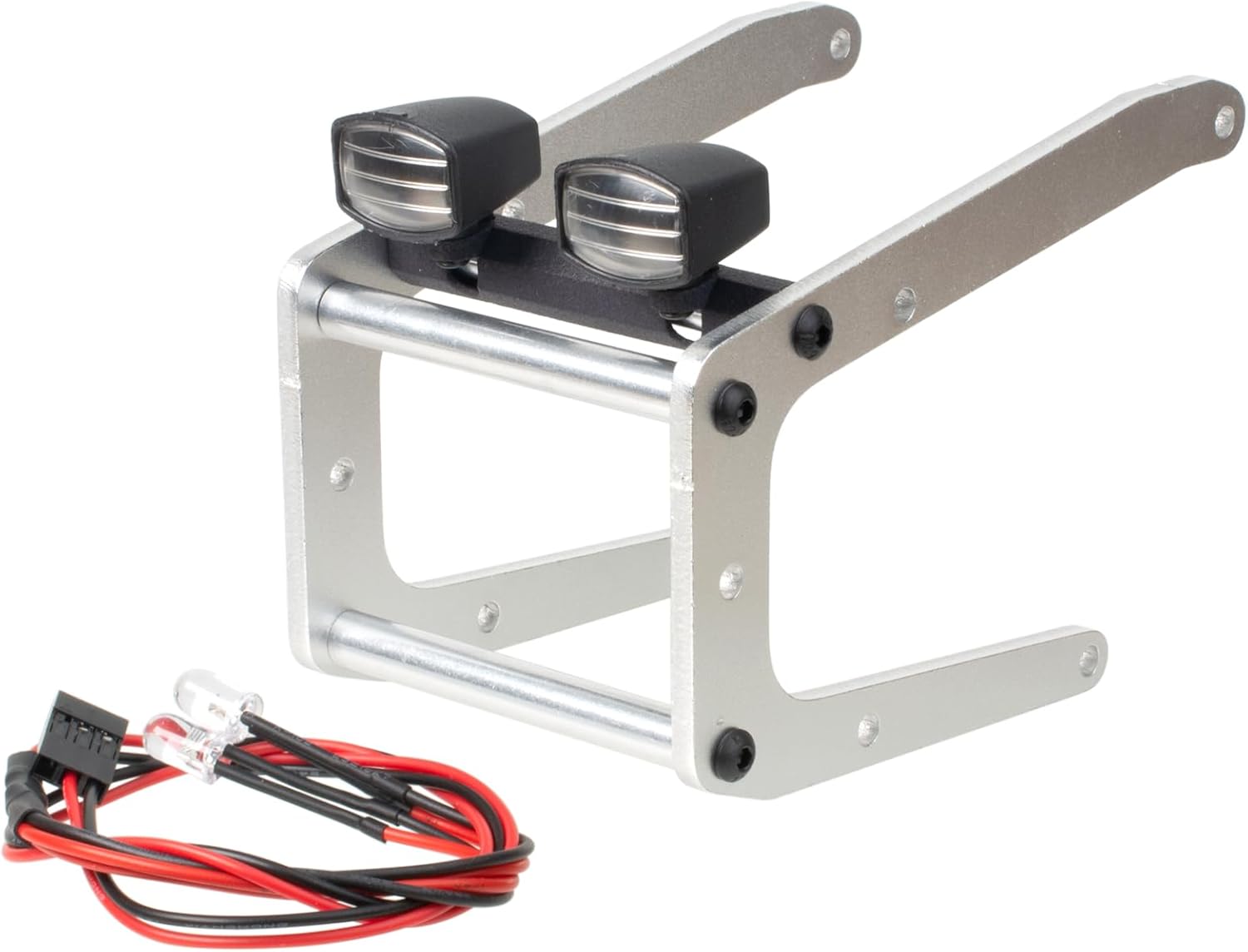 RC Car Aluminum Front Bumper w/Lighting for Tamiya Bullhead ClodBuster 4x4x4 Monster Truck Car Upgrade Parts (Silver)