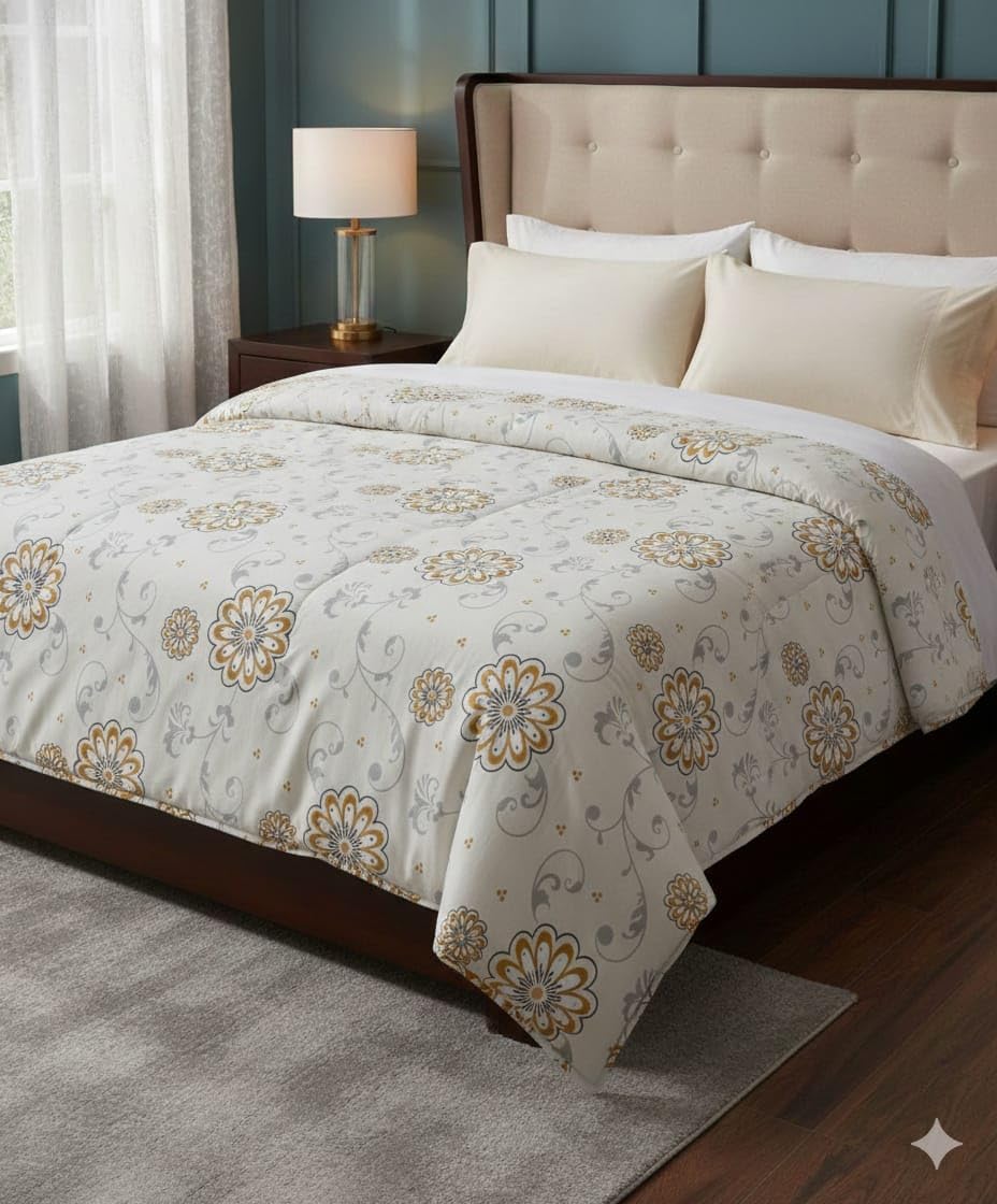 Bombay Dyeing Eternia Reversible Comforter, Double, 200x220 cm, Polyester Fill, Modern Contemporary (Ivory)-image-25