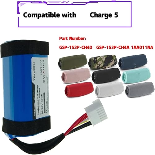 Miniatura 2 de Batería de repuesto de batería de carga de 10000 mAh 5 para altavoz inalámbrico Bluetooth Charge 5, se adapta a parte no GSP-1S3P-CH4A GSP-1S3P-CH40
