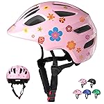 XJD Toddler Helmet Kids Bike Helmet for Infant/Baby Multi-Sport Adjustable Skateboard for Kids Boys Girls Lightweight for Age 1 and Older (Pink Flowers, Small: 20.47- 22.05 / 52-56 cm)
