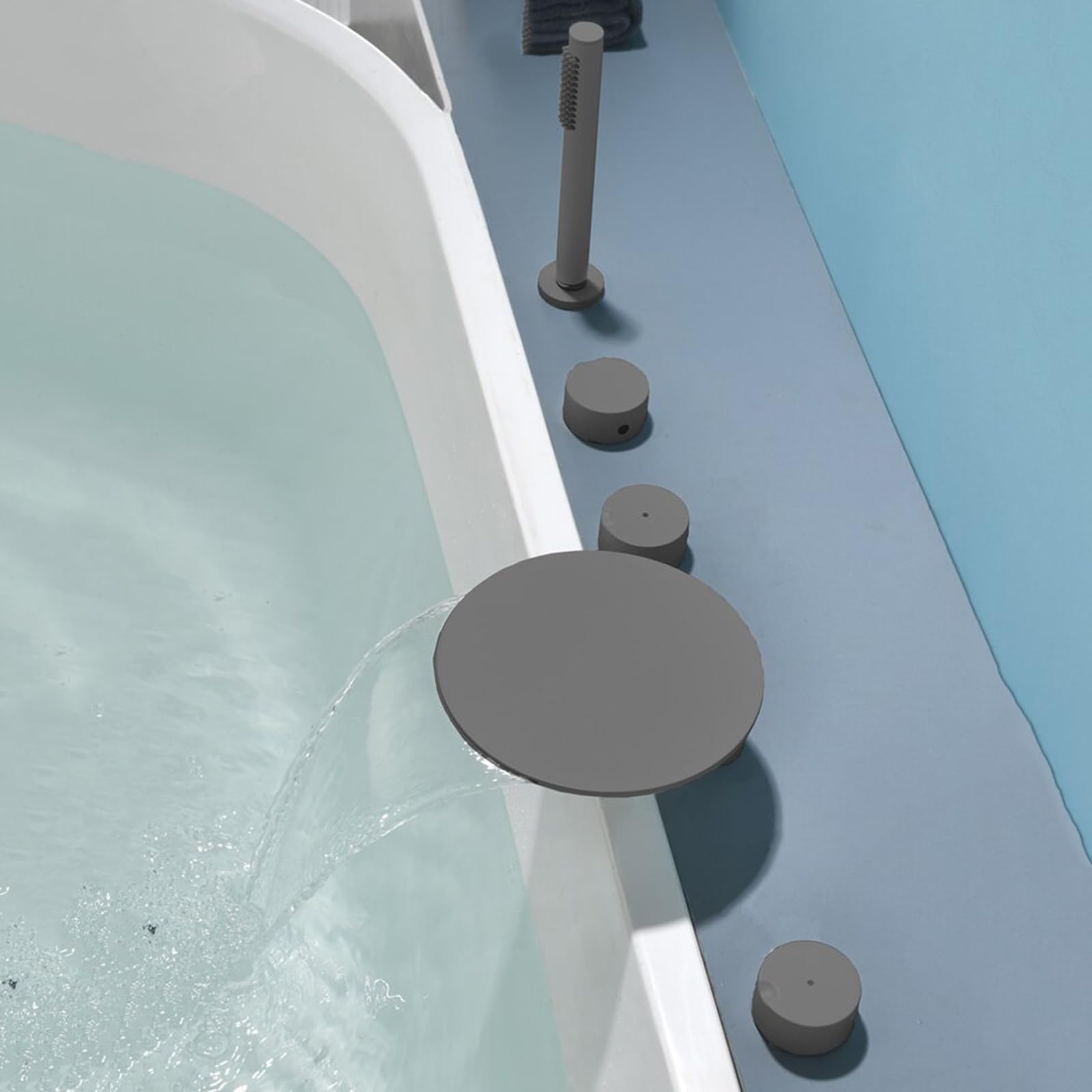 Mitigeur de bain à cascade en laiton gris pour remplacer votre vieux robinet