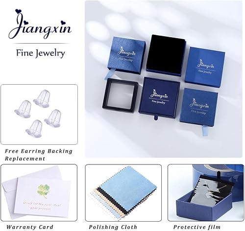 Miniatura 6 de Solitaire - Aretes redondos de plata de ley 925 de ónix negro chapado en platino, joyería fina para mujeres y hombres