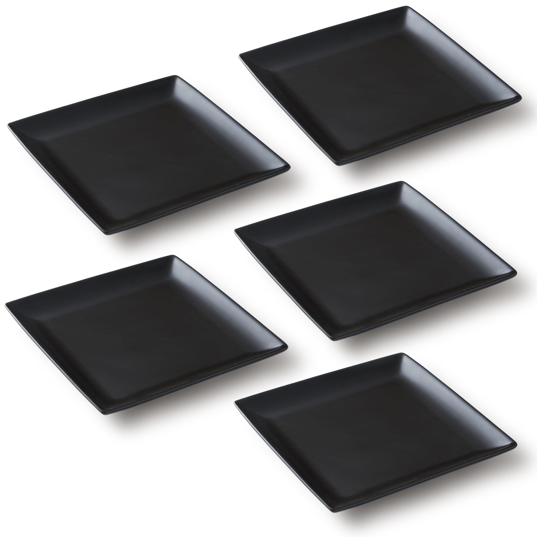 Amazon | 【5枚セット】パスタ皿 スクエアー プレート22cm/ブラック