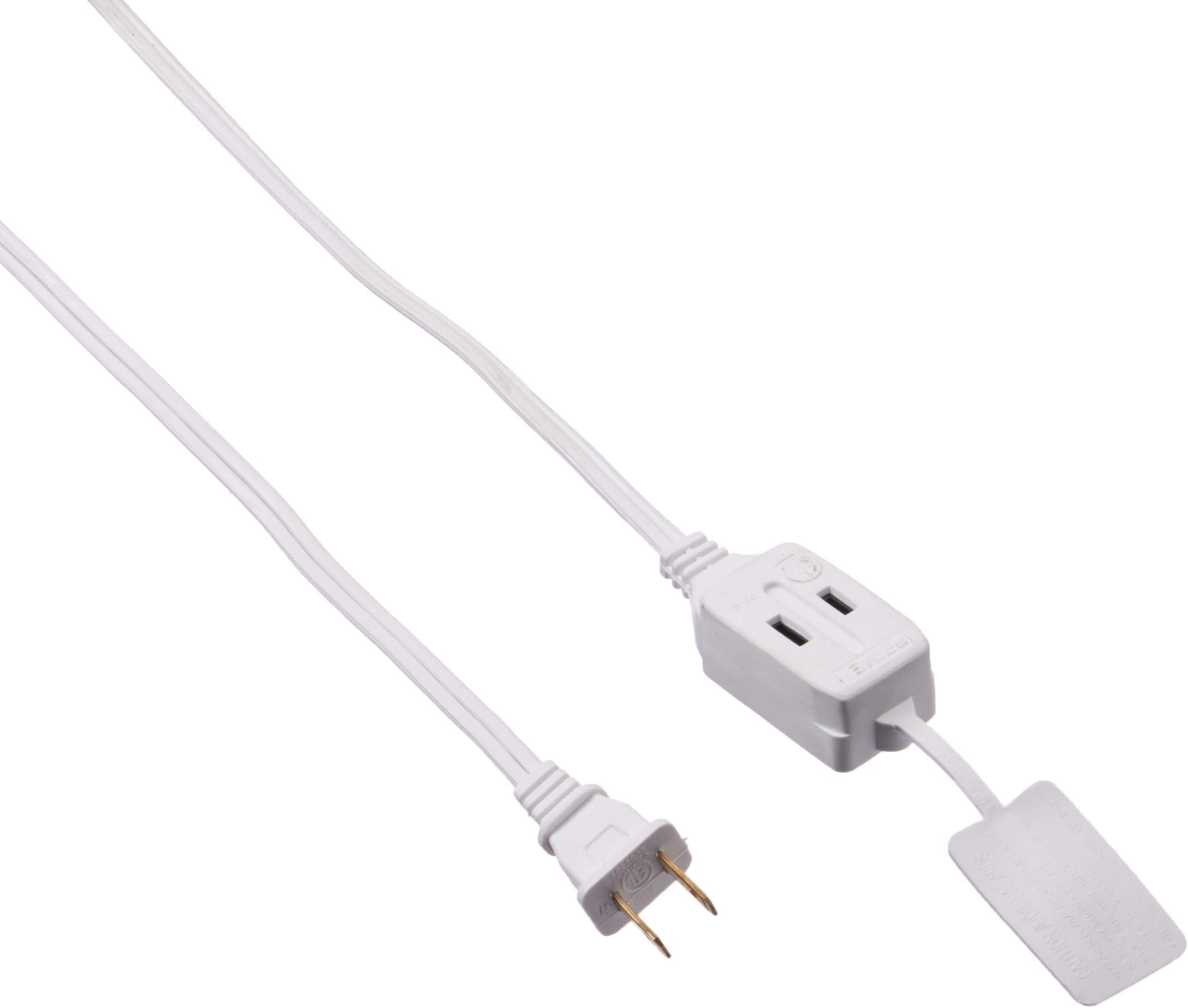 Intertek Wall Hugger Extension Cord 6 feet - 2 Pack - White Color