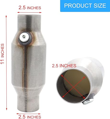 Miniatura 2 de Convertidor catalítico de salida de entrada de 2.5 pulgadas, convertidor catalítico frontal universal de alto caudal, reemplazo directo con puerto