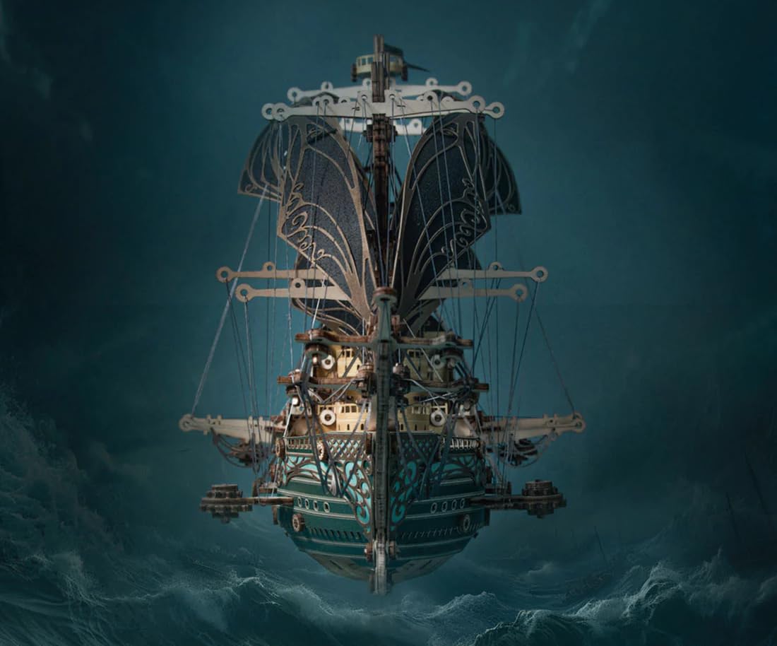Baby max Die maritimen Abenteuer des Piratenschiffs Sparrow, 3D-Puzzles für Erwachsene und Kinder zum Bauen, Grün, Howcat, Holz, 518 Teile