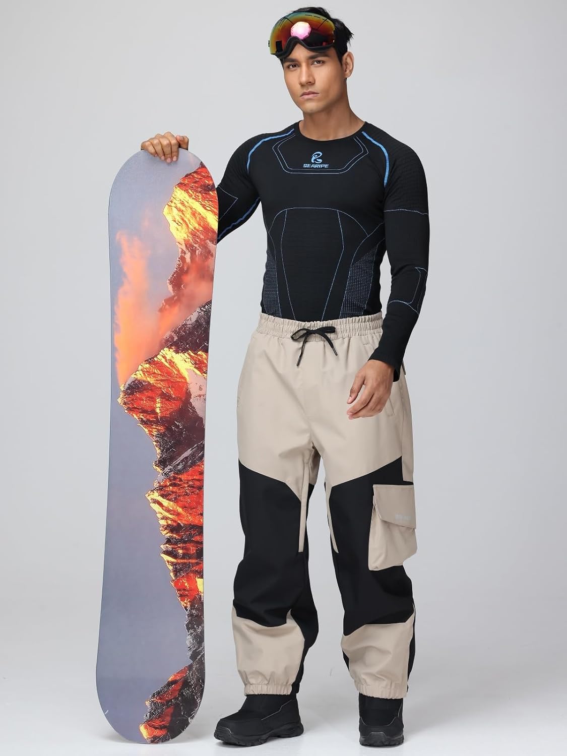 Womens Ski Pants Mens Waterproof Insulated Baggy Snow Pants Loose Cargo Pants Snowboard Pants Winter Outdoor - Image 2