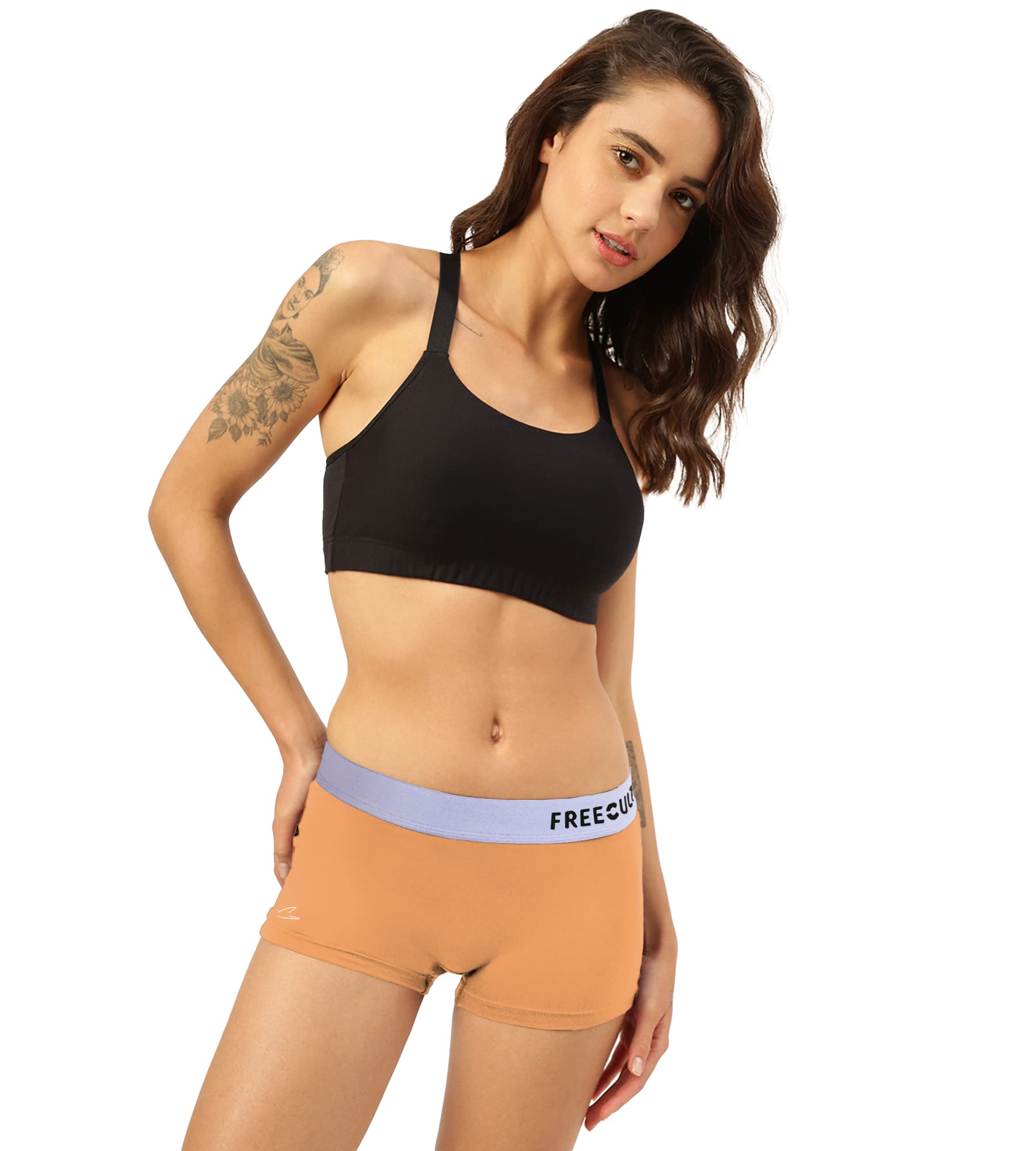 FreecultrWomen's Underwear Antibacterial Micromodal Airsoft Silverfox Waistband | Boy Short - Non-Itch, No Chafing, Sweat-Proof Comfort Size L Pack of 1-Flamingo Orange