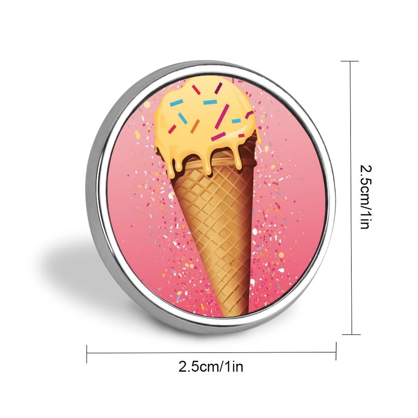 Aluminium Alloy Round Badge Brooch Pins for Men Ice Cream And Waffle Pattern Brooches Elegant Pin for Women Fashion Button Badges Brooch Badge for Hats Jackets Shirts