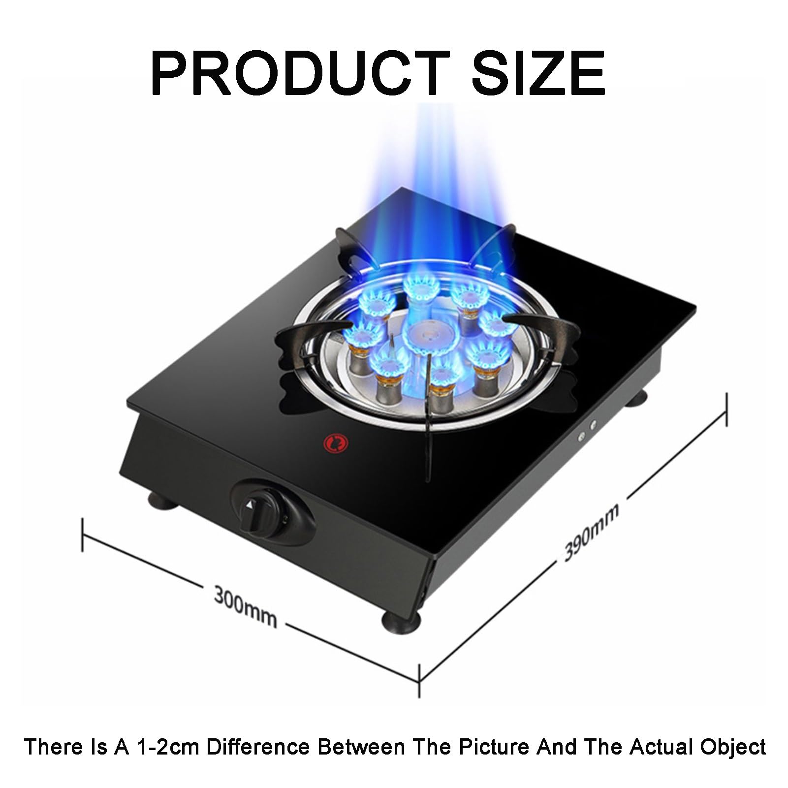 Cuisinière À Gaz 1 Brûleur, Cuisinière De Conversion Gaz Naturel/gaz Liquéfié 5,2 KW, Table De Cuisson En Verre Trempé Noir, Cuisinière À Gaz De Table Avec Protection Contre L'extinction(LPG)