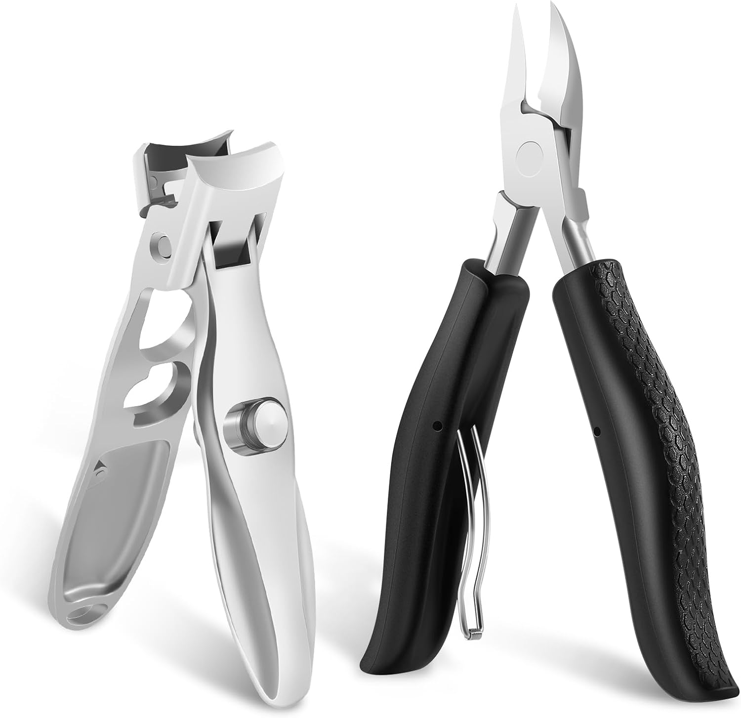 Diboniur Nagelknipperset, nagelknipper voor heren, 2 stuks, professionele nagelknipper voor dikke en krampachtige nagels, nagelknippers, superscherpe nagels, roestvrije nagelknipper voor voeten en