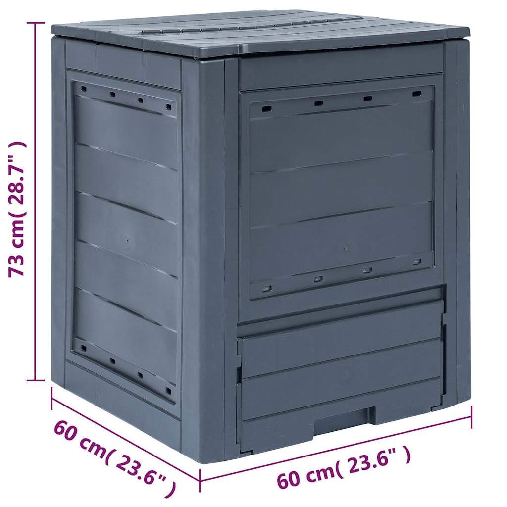 Compostiera da giardino, 260 l, in plastica, per rifiuti da giardino, 60 x 60 x 83 cm, effetto rattan