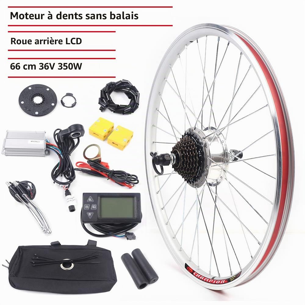 Kit de conversion de moteur électrique 36 V 250 W pour roue arrière Kit de conversion de vélo 26"