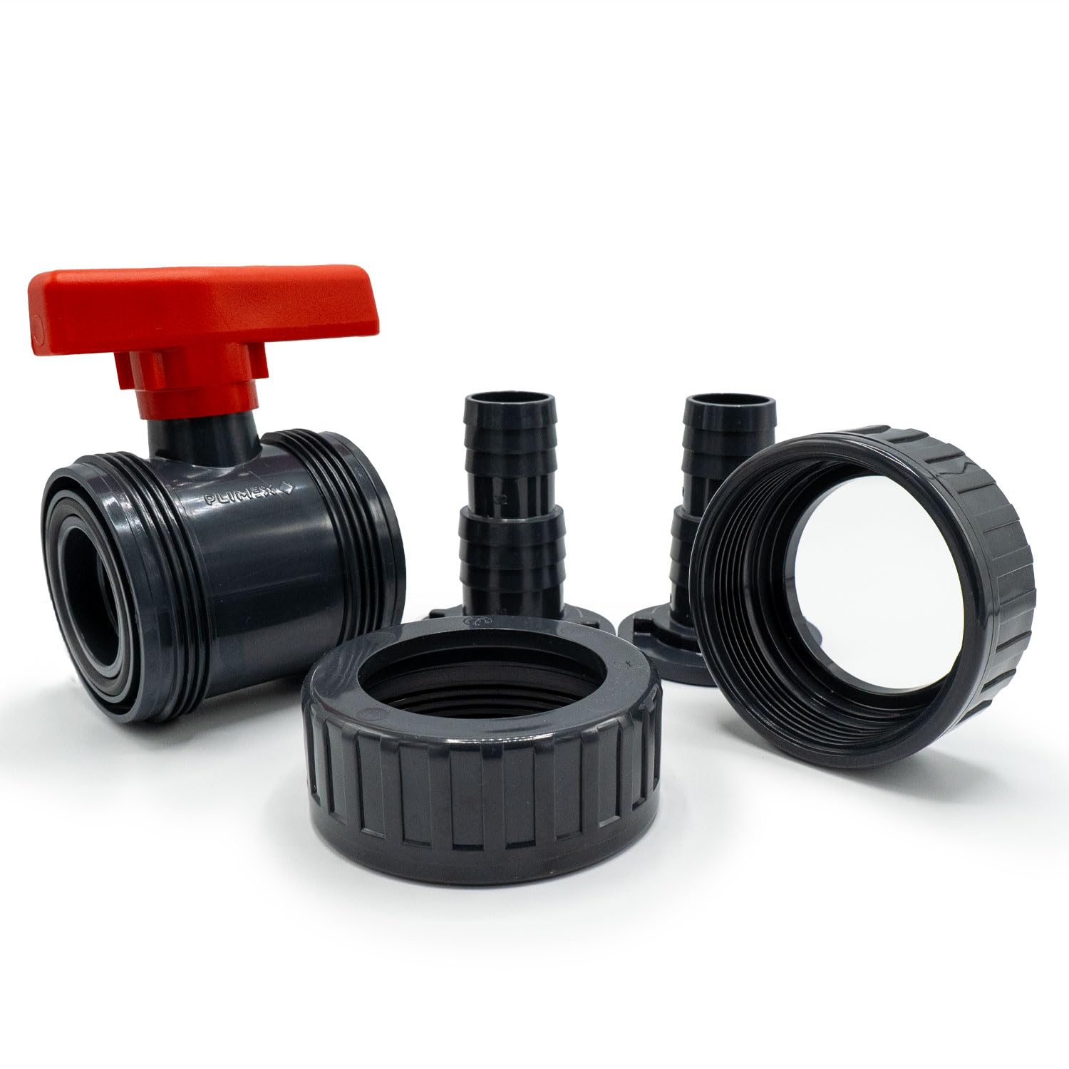 3x PVC Kugelhahn mit Schlauchtüllen 32/38mm I Pool Absperrhahn 2 Wege mit Schlauchverbinder I Absperrventil für 32mm & 38mm Poolschläuche I Passend für Intex & Bestway Schläuche I bm366