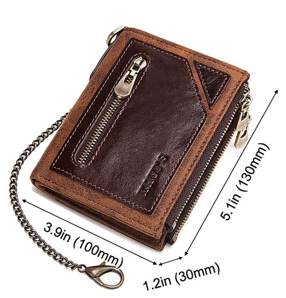 C- Herren Geldbörse Kette Leder Geldbörse Münzfach Herren Reißverschluss Geldbörse Anti Diebstahl Geldbörse für Herren Multi Karten Geldbörsen Brieftaschen,Nero
