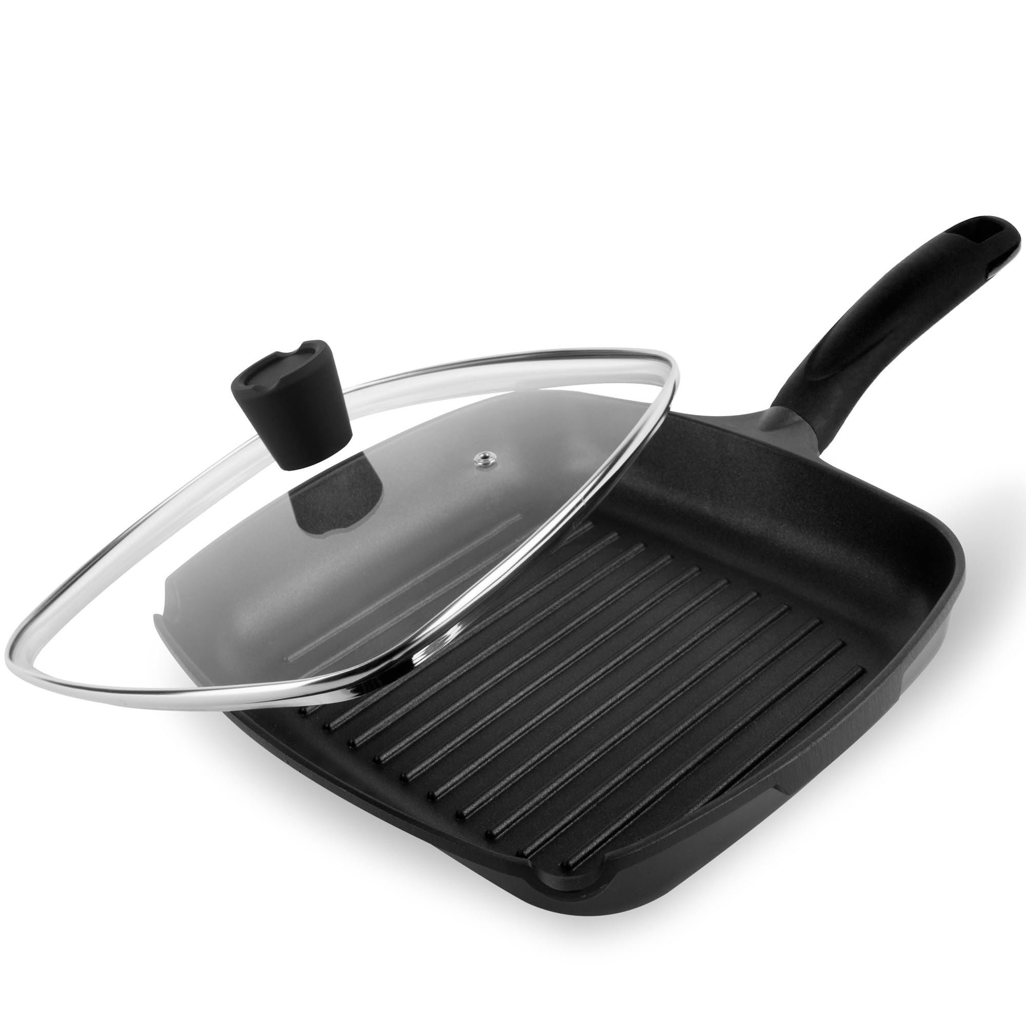 La Moustache - Padella Quadrata 28 cm in Alluminio con Antiaderente senza PFOA, Adatto a Tutti i Tipi di Cucine | Induzione, Gas, Piastra Elettrica, Vitroceramica, Equilibrio Termico