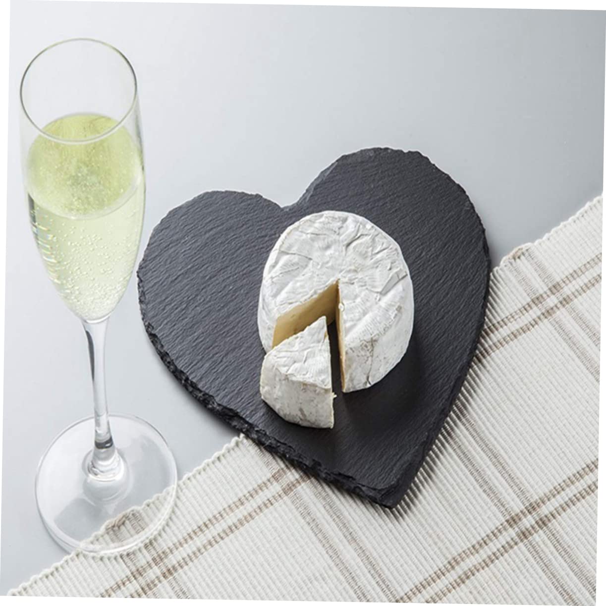 BESTonZON 2 Piezas Corazón Posavasos De Pizarra Bandeja De Piedra Natural Fuente De Embutidos Platos De Postre Platos Bife Bandeja De Piedra para Servir Tiendas Delicatessen Manteca