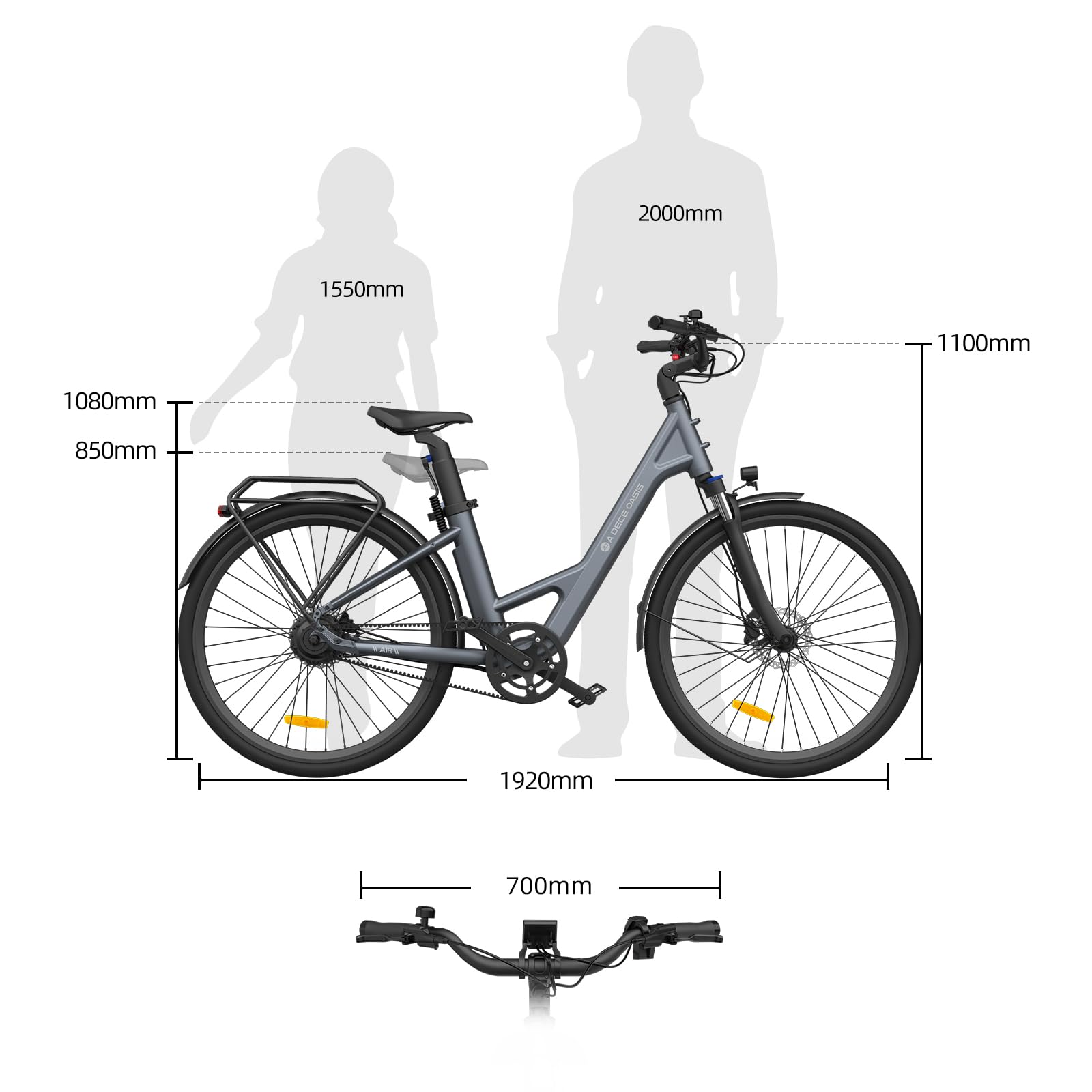 ADO E-Bike Air28 Pro Elektrofahrrad,Pedelec Riemenantrieb,Citybike,e Bike 28 Zoll, 2 Gang, Automatikschaltung, Bafang Heckmotor, Gepäckträger, ebike Damen/Herren