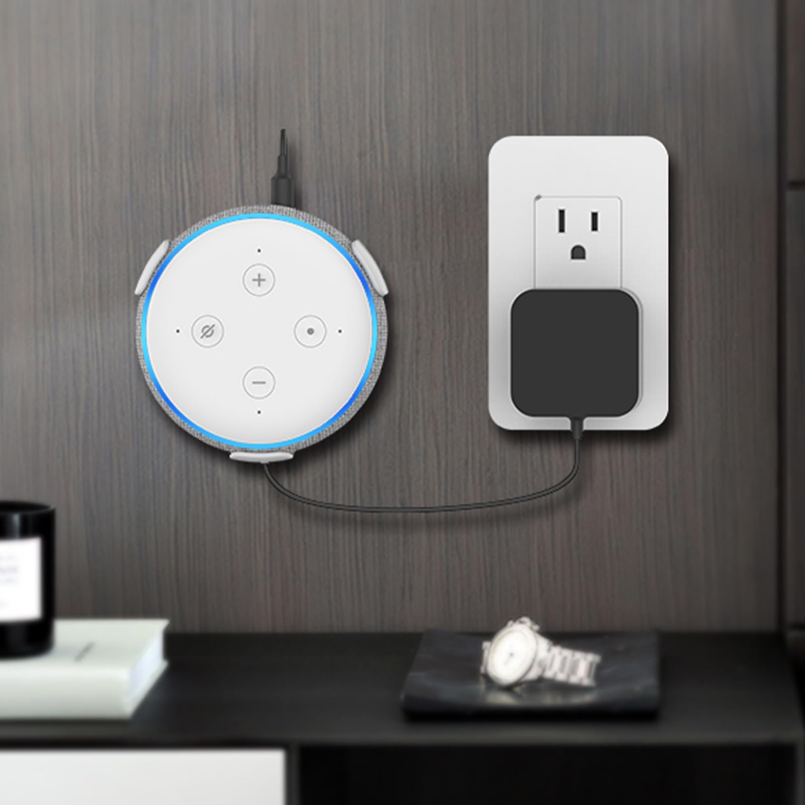 MEIBAOGE Wall Mount Holder for Echo Dot 3rd & 4th Generation, Space Saving Bracket, Easy Installation, White