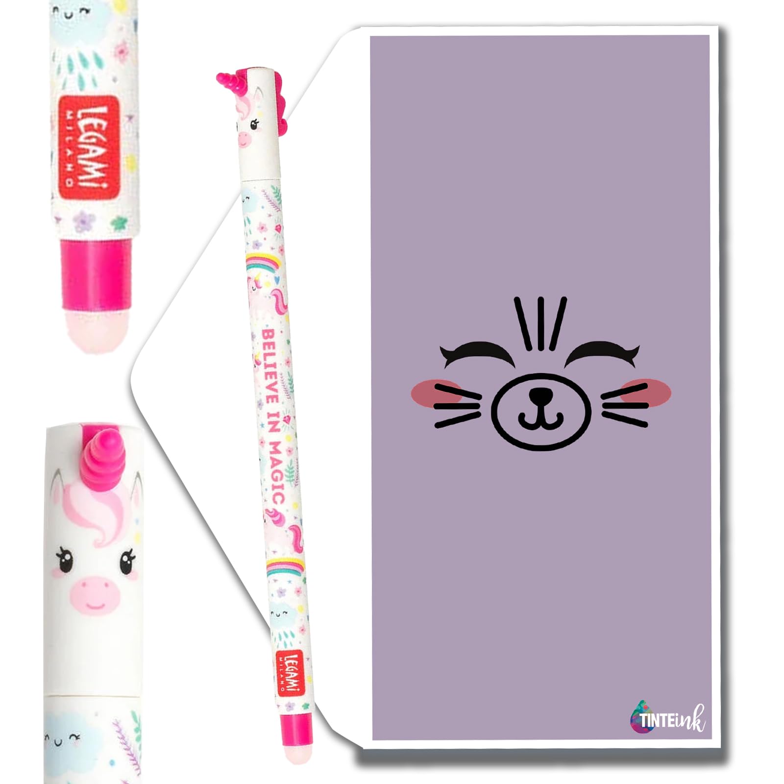 Tinte Ink Legami Erasable Pens - Full Range Available - Including Gift Envelope! - Choose Cute Design! (Unicorn)
