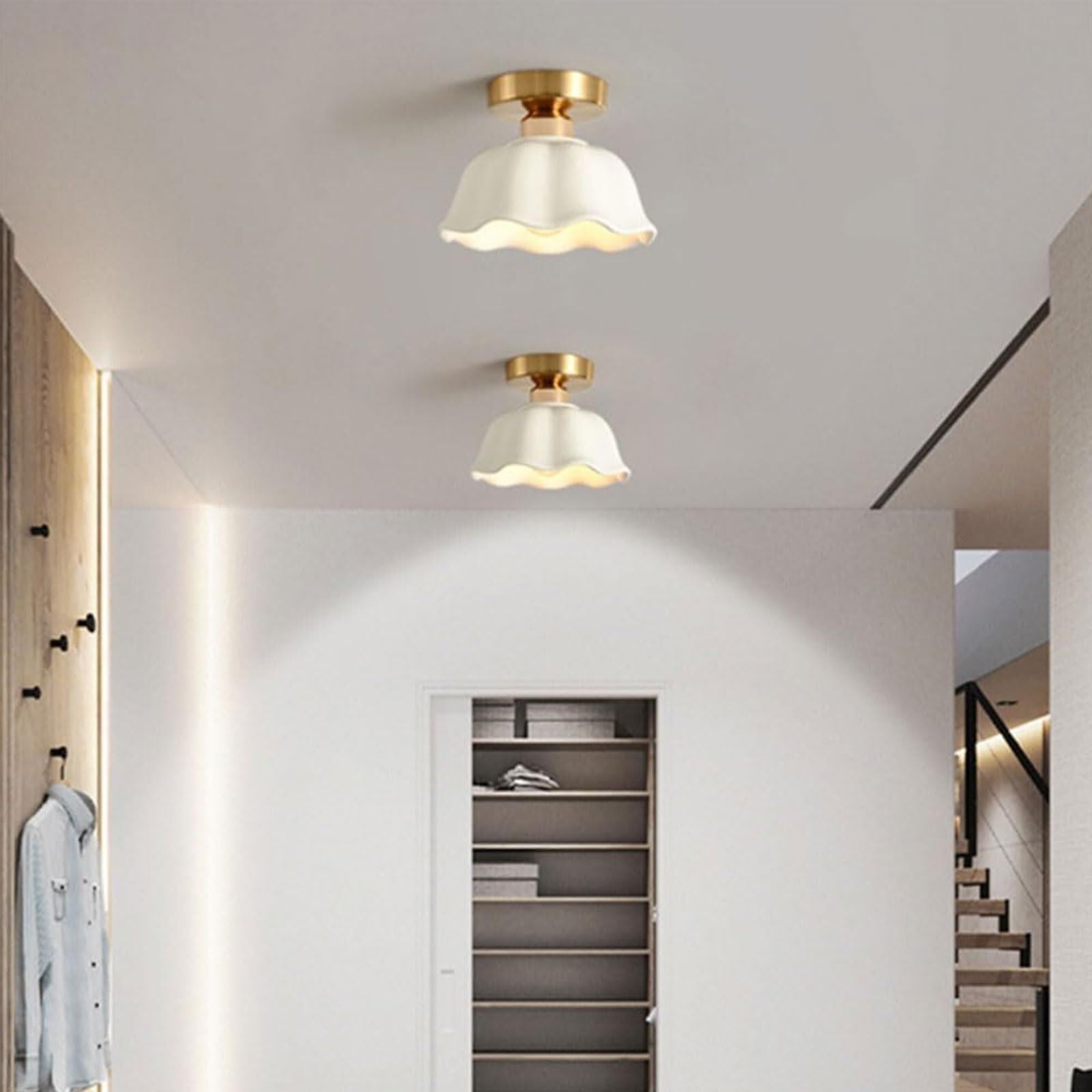 Genérico Kremowy Kolor Kremowy Kryty Sufitowa Lampa Sufitowa Ceramiczna Lampa Sufitowa Do Salonu I Sypialni (1 Opakowanie/2 Opakowanie)
