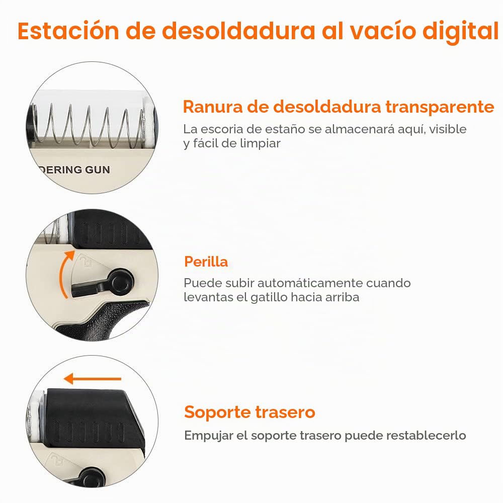 ANESTY ZD-915 Estación de soldadura/Estación de desoldadura Bomba de vacío Iron Gun 230V 140W Profesional