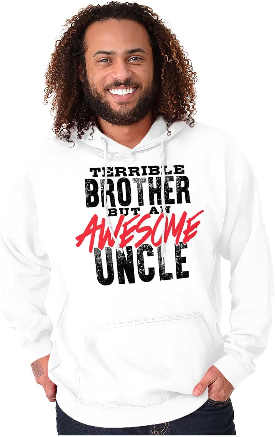 Brisco Brands Terrible Brother Awesome Uncle Hoodie Hooded Sweatshirt Men