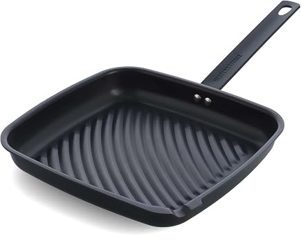 Merten & Storck 11" Pre-Seasoned Carbon Steel Square Grill Pan, Lightweight Nonstick Cast Iron Alternative, High-Heat Skillet for Grilling, Searing, Indoor & Outdoor Cooking, Oven Safe