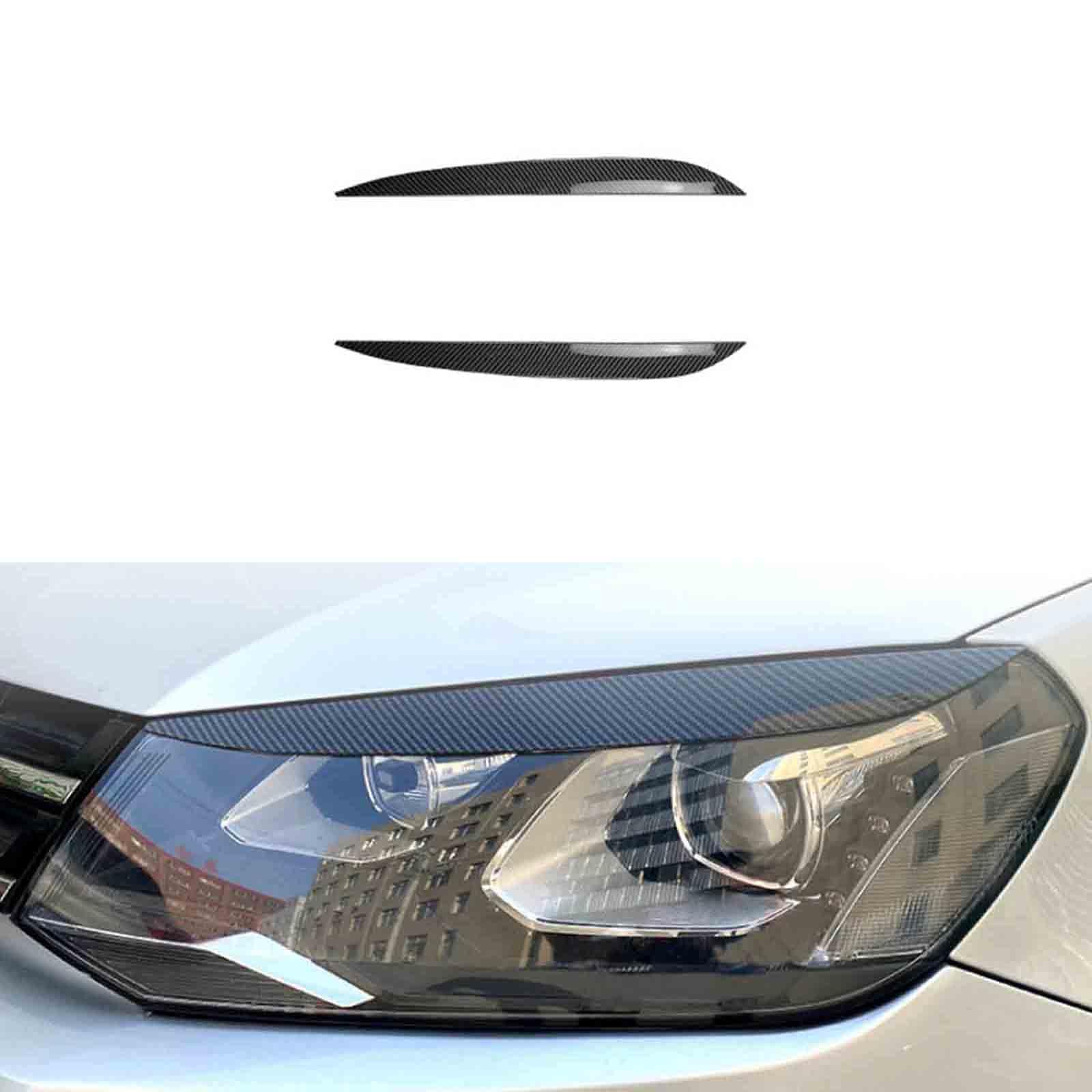 YPFYBHD Compatible with VW Touareg 2010-2018, 1 Pair Car Headlight Eyebrow Eyelid Lamp Car Evil Eye Car Sticker Exterior Accessories Modification, Carbon Fiber Look