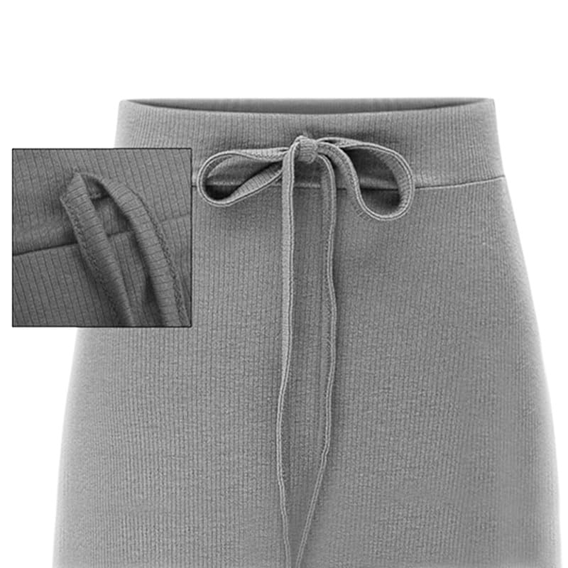 Womens Knit Long Skirts with Side Slit - Ribbed High Waist Stretch Skirt with Drawstring, Casual Solid Dresses3