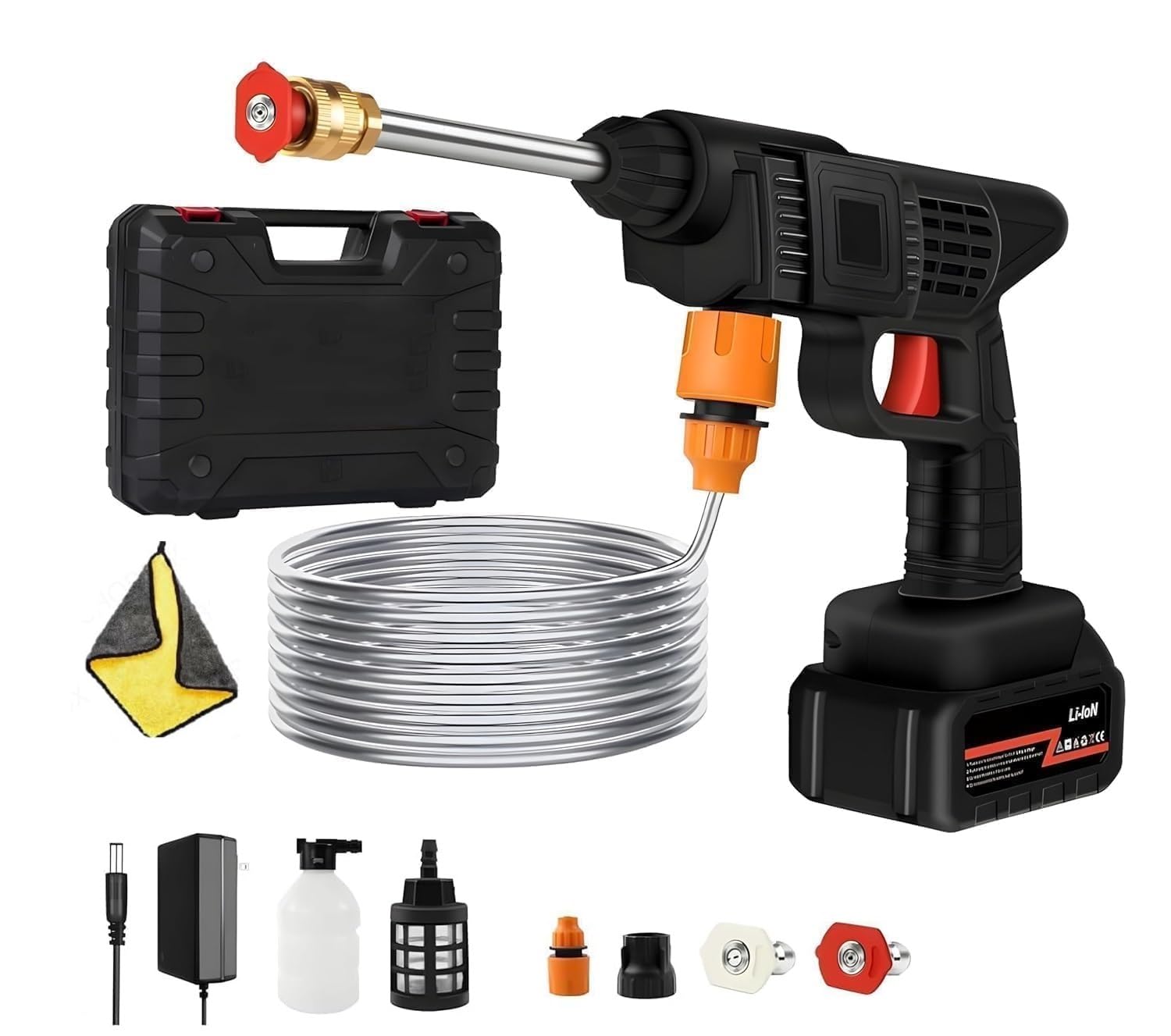 Cordless 48V Electric High Pressure Car Washer | Car-Washing Machine with Microfiber Towel Adjustable 3-in-1 Nozzle Pipe for Washing Cars | Watering Flowers | Cleaning Floors (Model-2)-image-28