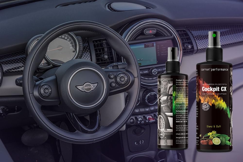 carron Cockpit CX Spray do czyszczenia i pielęgnacji skóry, sztucznej skóry, tworzyw sztucznych i gumy z olejem jojoba, olejem cytrynowym i woskiem carnauba (oryginalny)