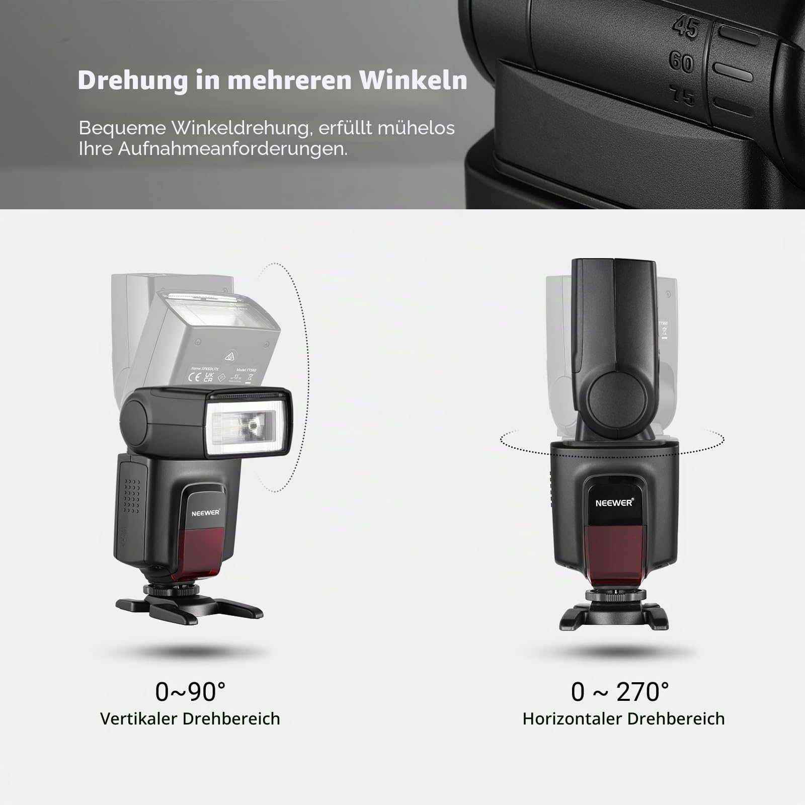 NEEWER TT560 Kamera Blitz Flash Speedlite kompatibel mit Canon Sony Nikon Panasonic Fuji DSLR mit universellem Einzelkontakt Hot Shoe, Speedlight kompatibel mit Sony ZV1, Nicht für ZV-1F, kein TTL
