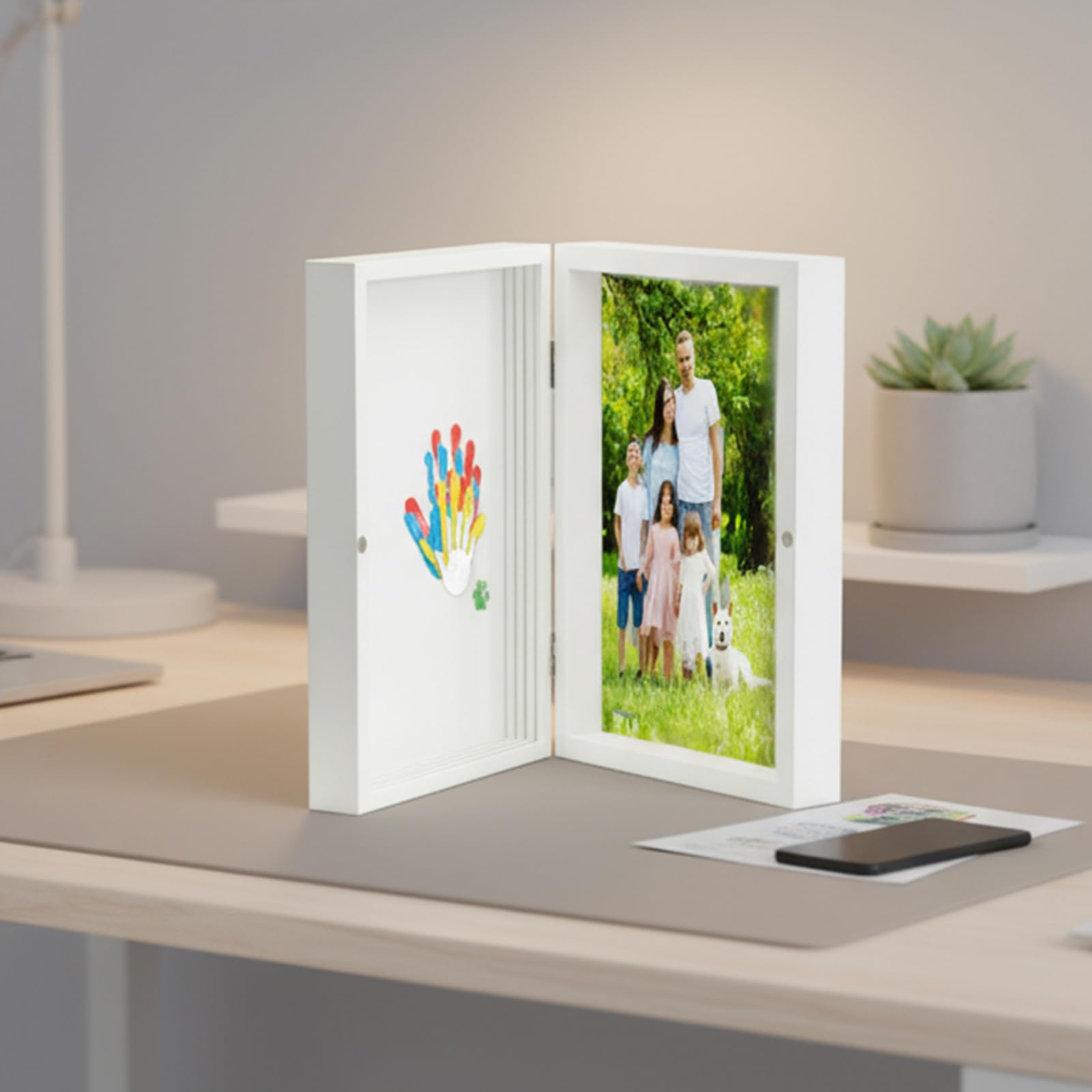 Set di impronte a mano per tutta la famiglia – Cornice con spazio per 4 membri della famiglia – per l'impronta a mano del bambino e come regalo di famiglia unico