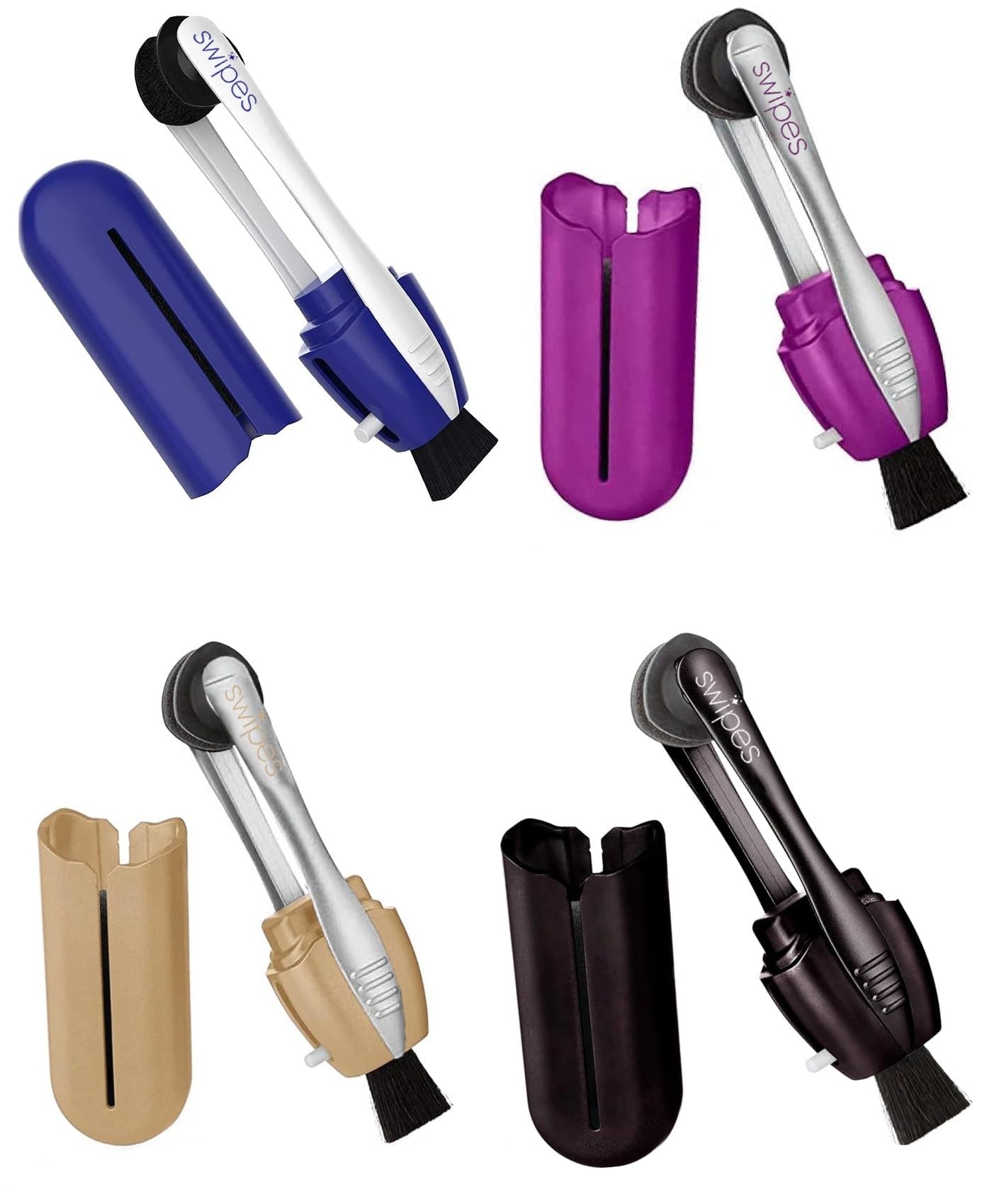 Calabria Swipes - Juego de 4 herramientas limpiadoras de anteojos, color azul, negro, dorado, morado