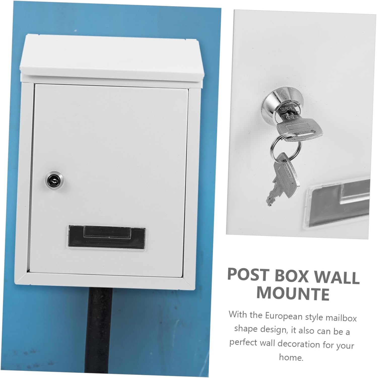 TOYANDONA Vintage Iron Wall Mount Mailbox Lockable Large Capacity Retro Style Mailbox for and Office Durable Outdoor Letter Box with Easy Installation