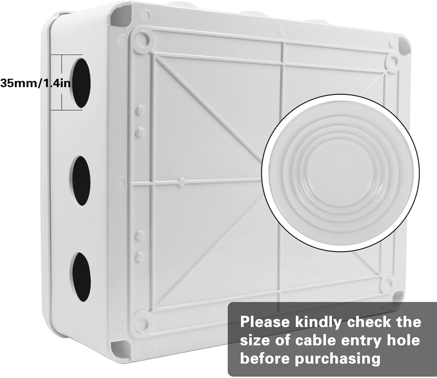 Sunnyglade ABS Plastic Electrical Junction Box IP65 Waterproof Universal Outlet Box Durable Outdoor Electrical Gang Box White （11.8 x 9.8 x 4.7 inch）